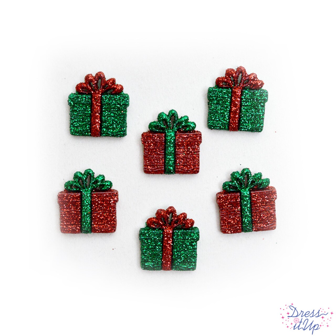 Dress It Up Button Shop Small Glitter Presents Holiday Themed Embellishments
